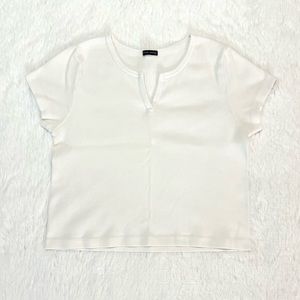 White Notch Cropped Shirt